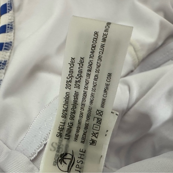 Cupshe Blue and White Striped One Piece Swimsuit with Ruffled V-Neck Size L - Picture 5 of 5